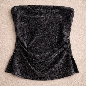 NWT sexy strapless top sparkly silver glitter tube top, black y2k going out top